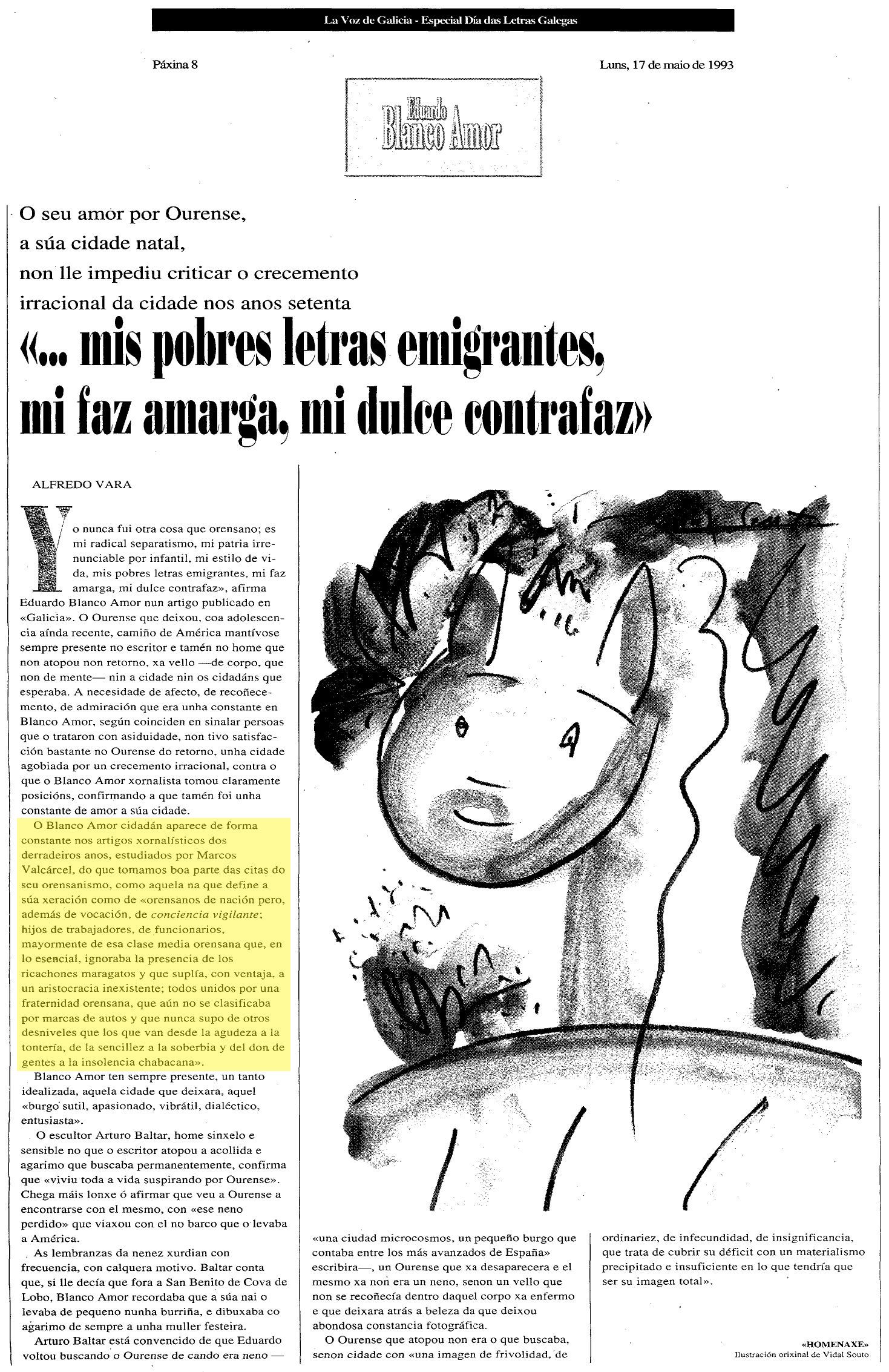 La Voz de Galicia, 17/05/1993 (Especial Día das Letras Galegas)